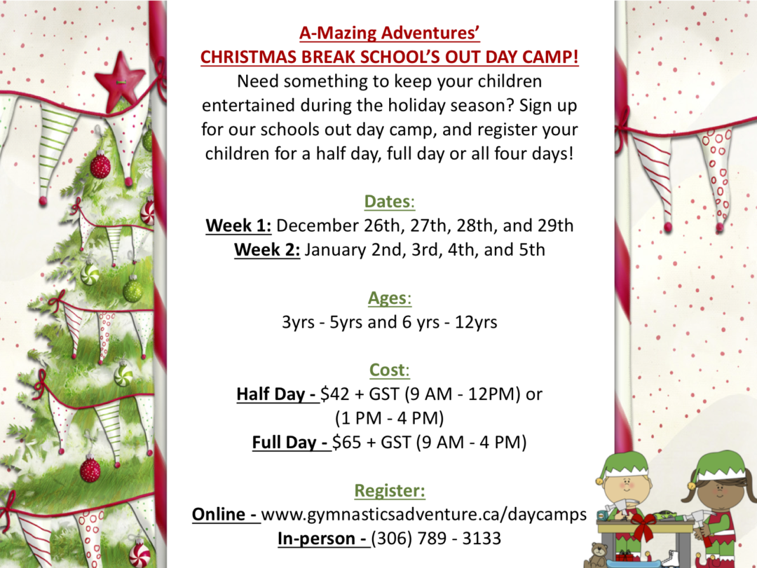 Christmas Break Schools Out Daycamp Amazing Adventure